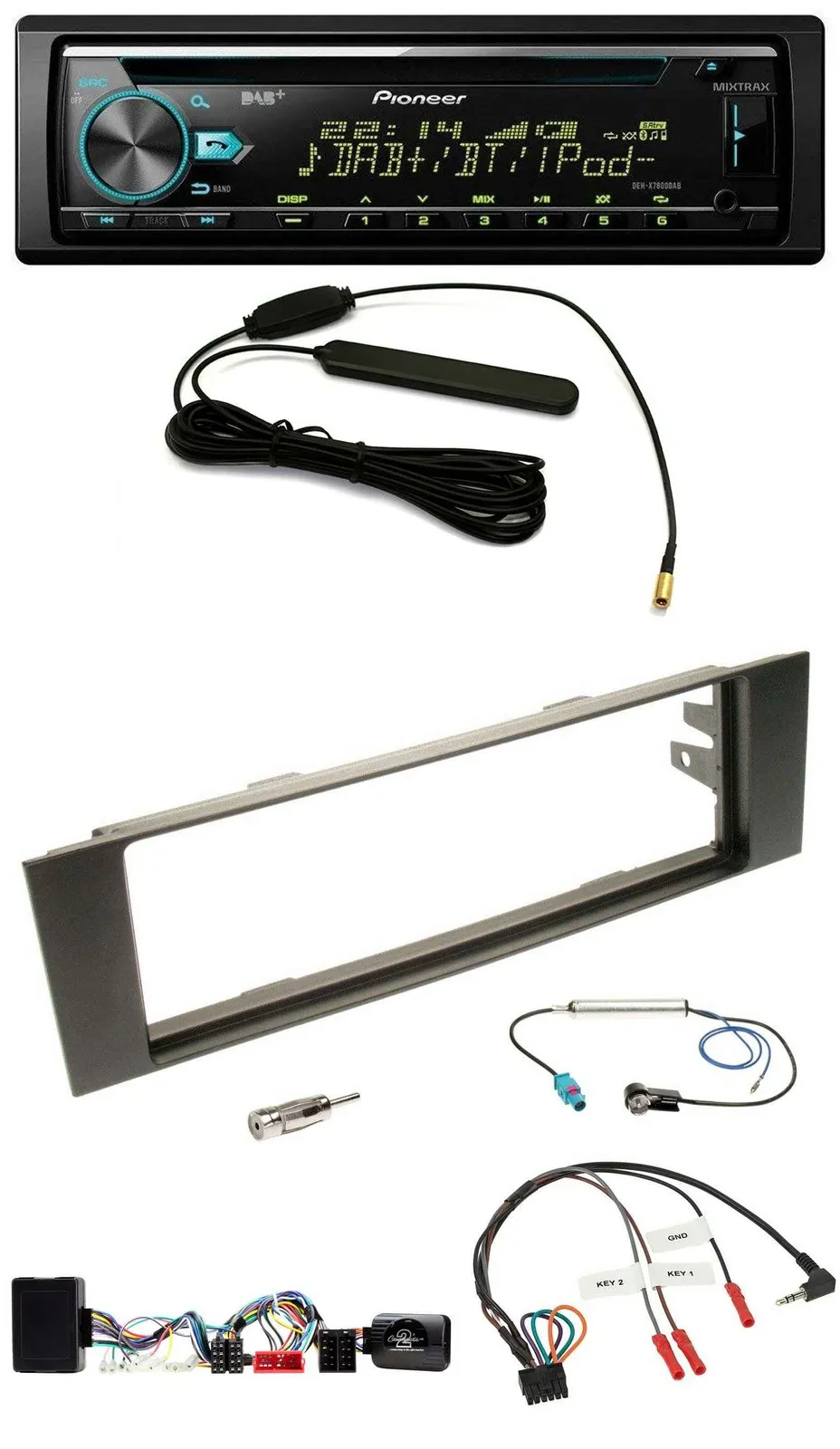 Автомагнитола Pioneer CD/MP3, DAB, USB, совместима с кнопками на руле, для Audi A3 2003–2006