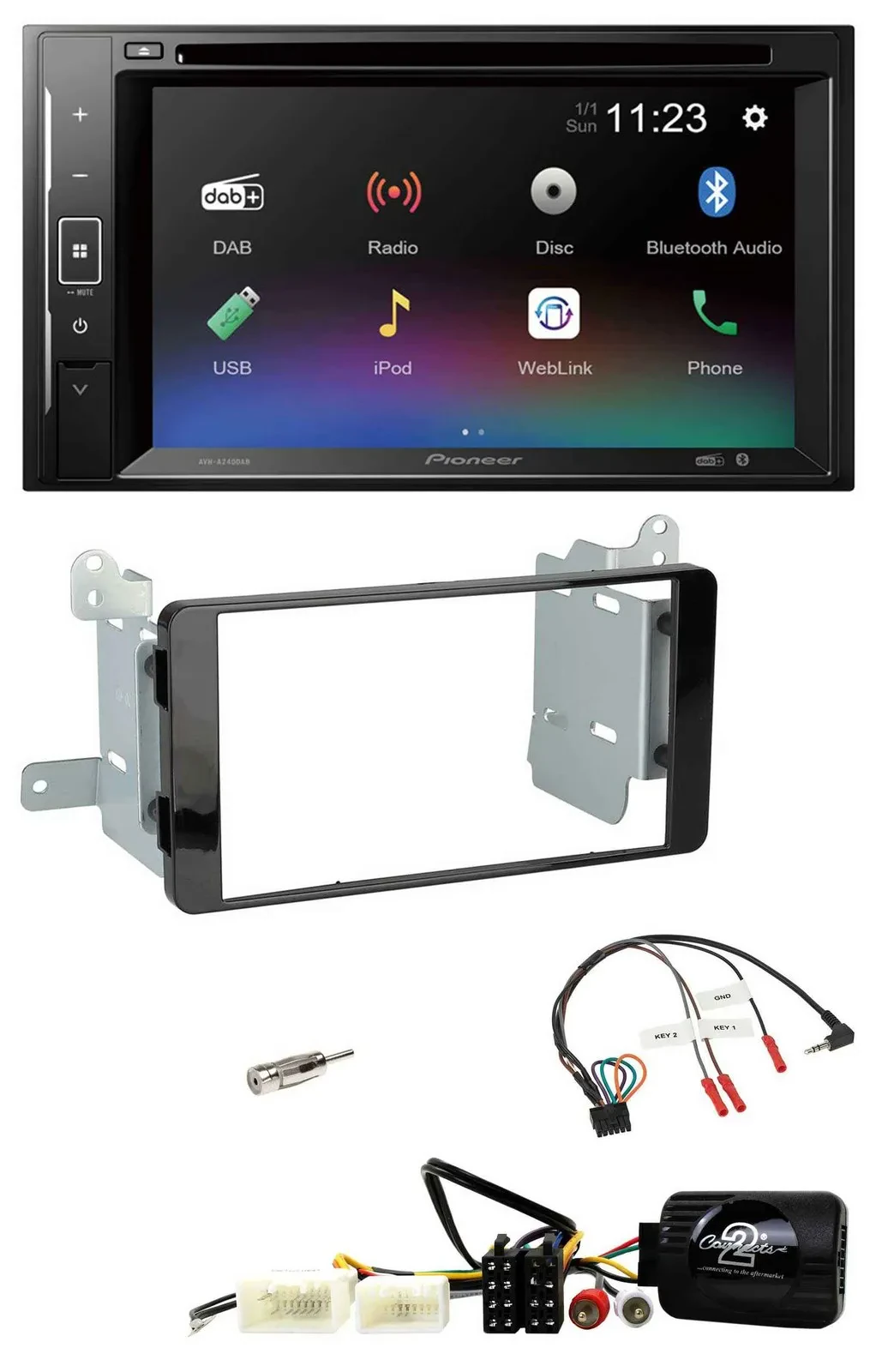Автомагнитола Pioneer 2DIN Bluetooth USB DAB DVD для Mitsubishi L200 с поддержкой кнопок на руле
