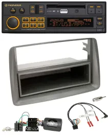 Pioneer DAB Lenkrad USB Bluetooth Autoradio für Fiat Panda 169 2007-2012 grau