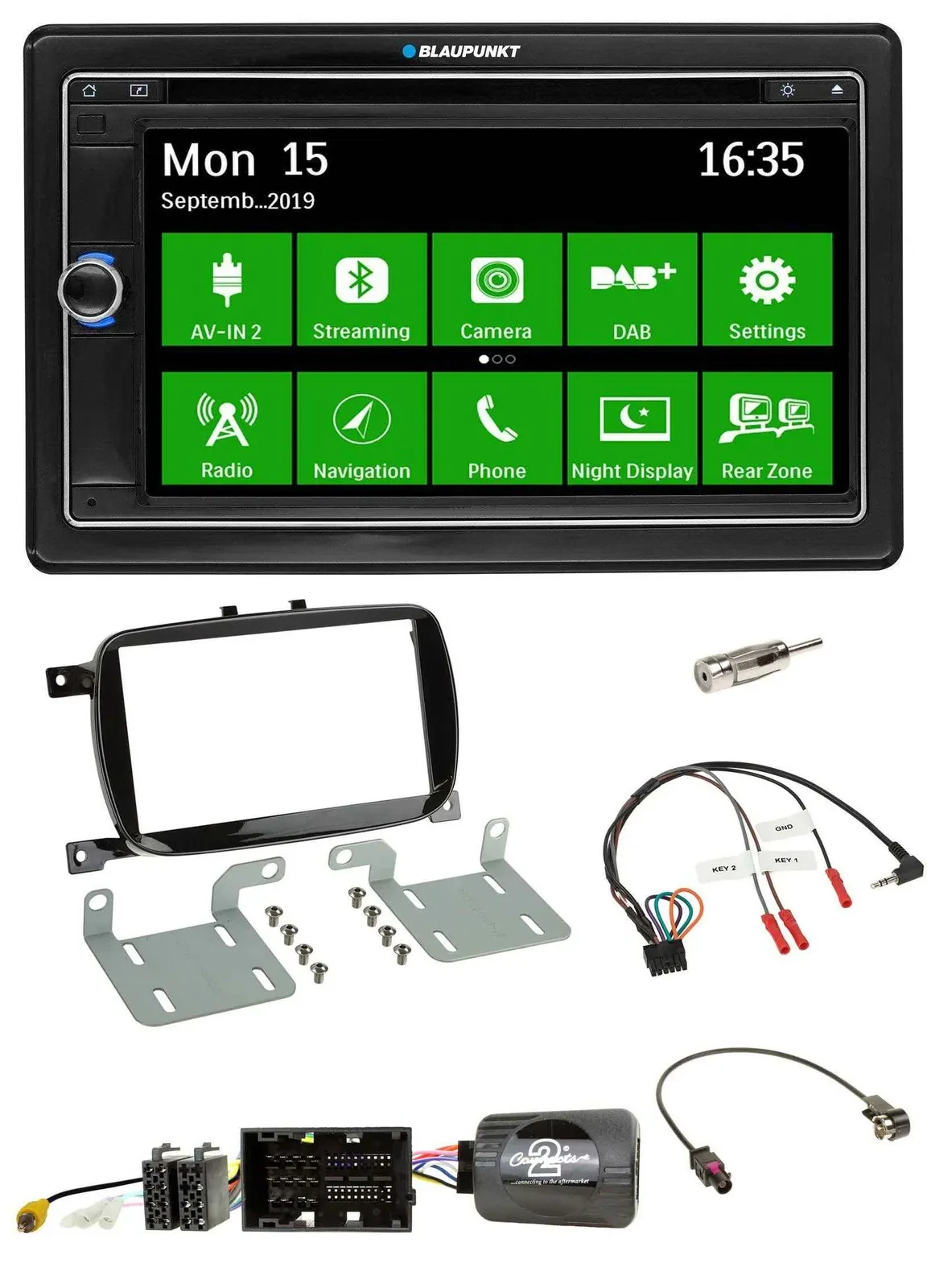 Blaupunkt Bluetooth 2DIN Lenkrad DAB USB TMC Navigation für 500 X ab 2016 Faceli