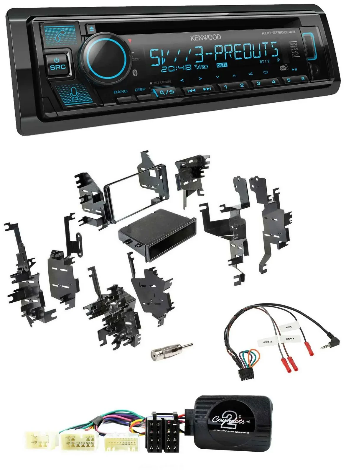 Автомагнитола для Toyota RAV4 (2001–2005) Kenwood Bluetooth, USB, CD, DAB, поддержка кнопок на руле