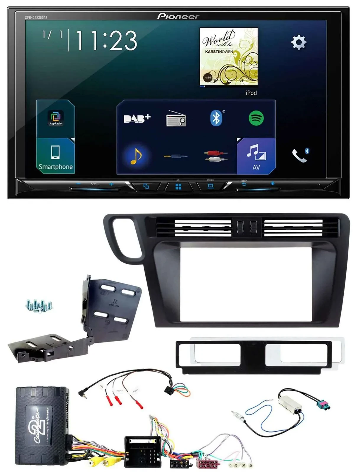 Pioneer Lenkrad Bluetooth USB 2DIN DAB Autoradio für Audi Q5 8R 08-17 Infoadapte