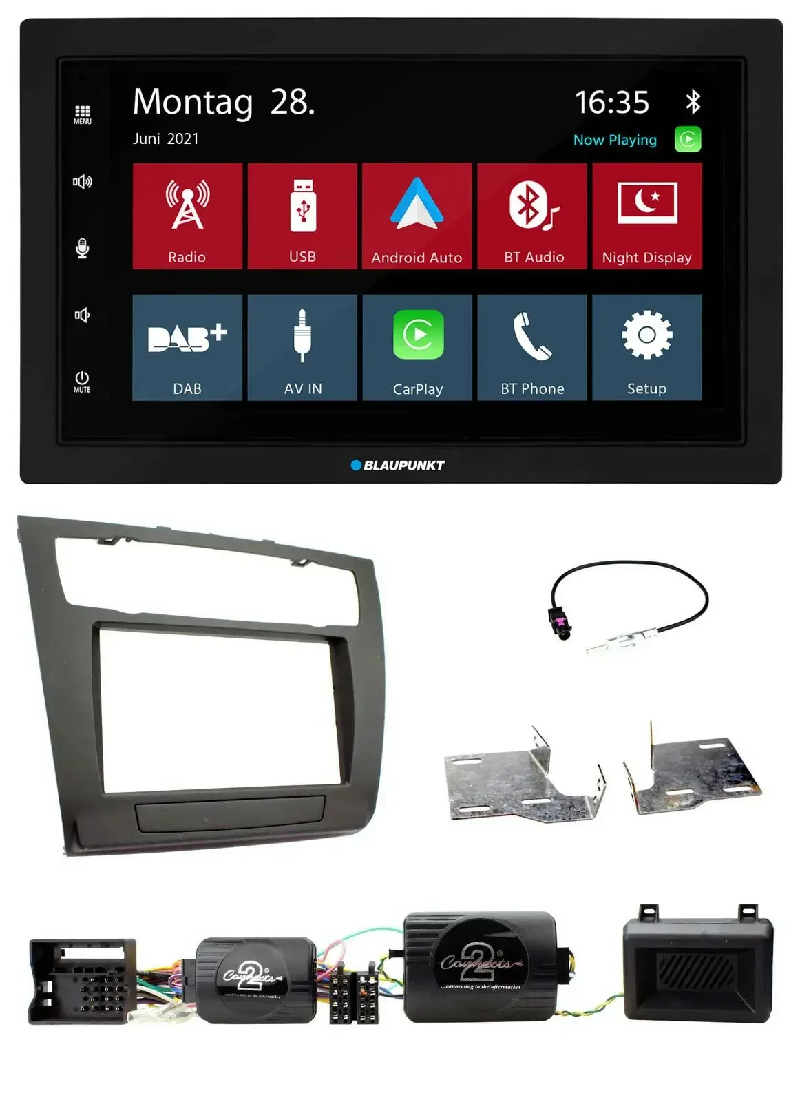 Blaupunkt Lenkrad Bluetooth DAB 2DIN USB Autoradio für BMW 1er PDC aut. Klima E8