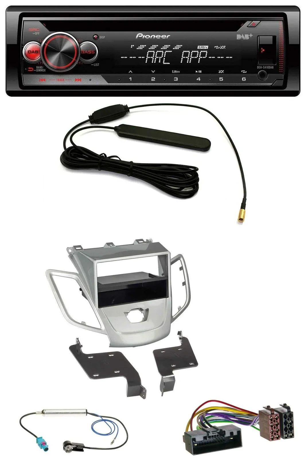 Pioneer CD USB AUX DAB MP3 Autoradio für Ford Fiesta JA8 10-17 ohne Display silb