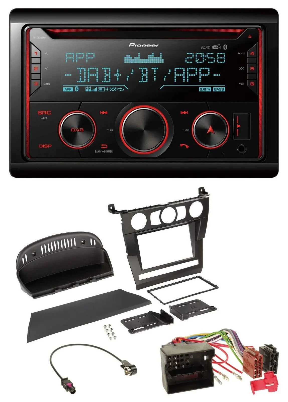 Pioneer 2DIN DAB MP3 Bluetooth USB CD Autoradio für BMW 5er (E60, 2003-2007)