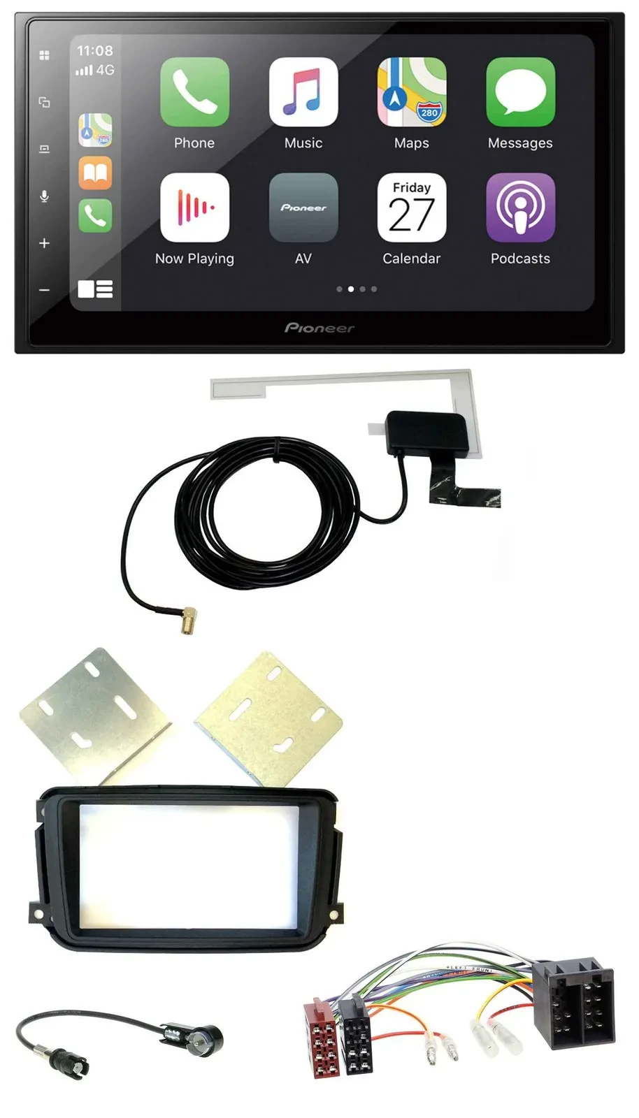 Автомагнитола для Smart ForTwo (2010–2015) Pioneer 2-DIN USB MP3 Bluetooth DAB ISO