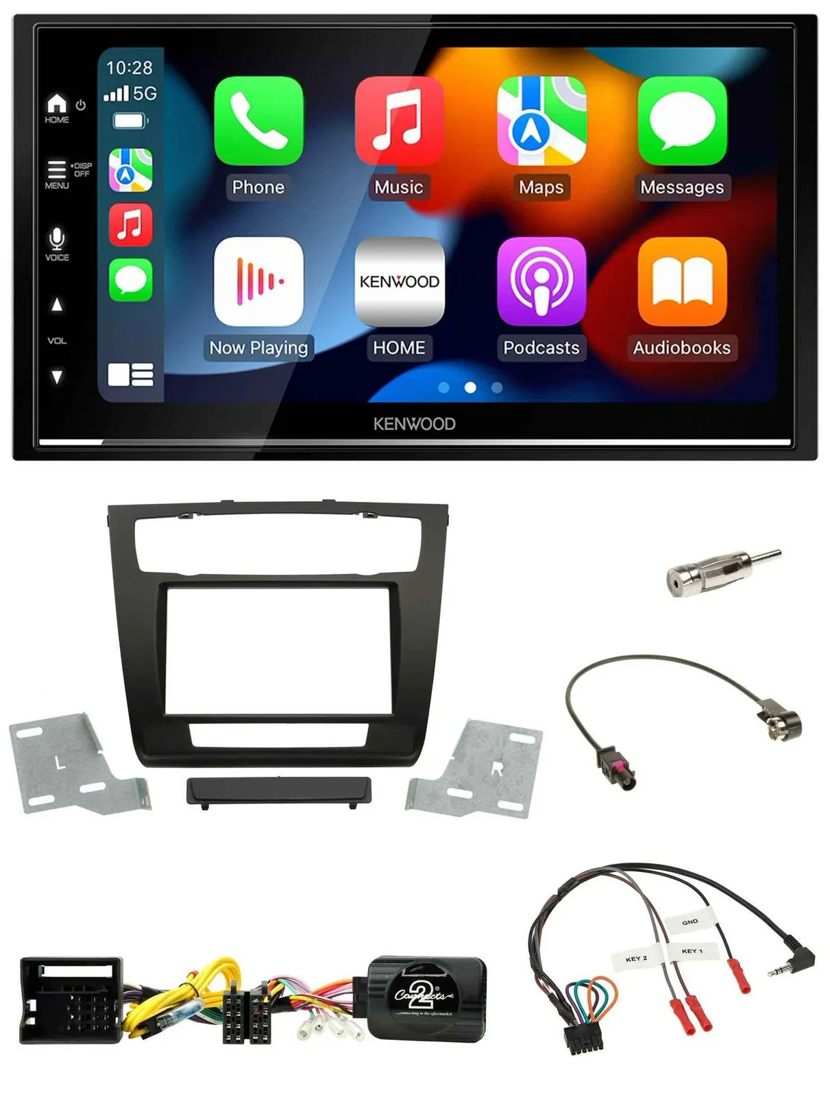 Kenwood DAB USB Bluetooth 2DIN Lenkrad Autoradio für BMW 1er aut. Klima E81/E82/