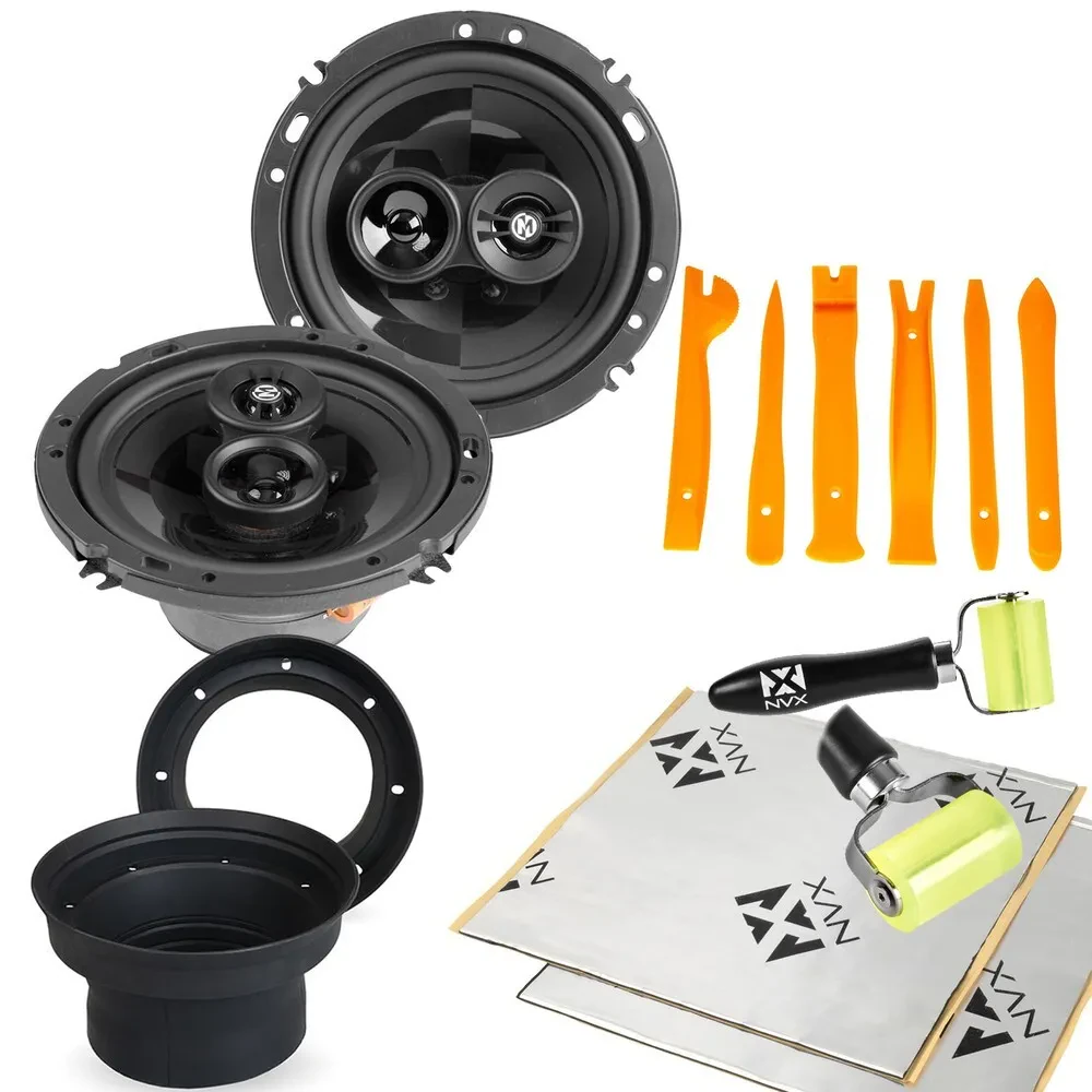 Memphis PRX603 6.5" 3-Way Speakers w/ NVX Speaker Baffles & Sound Deadening Kit