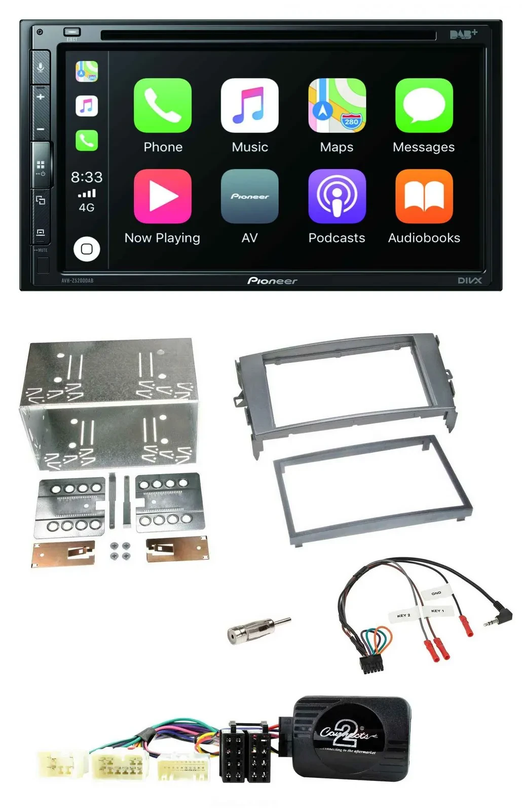Автомагнитола Pioneer 2DIN DVD DAB Bluetooth USB для Toyota Auris 2007–2011 с поддержкой управления на руле