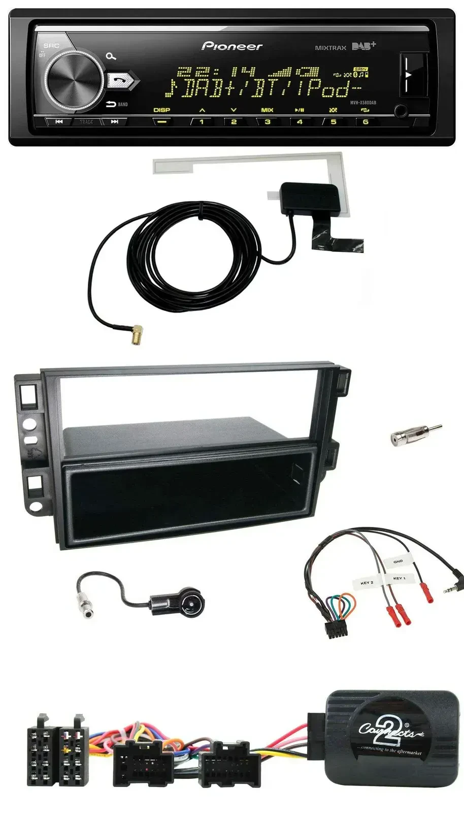 Автомагнитола для Chevrolet Aveo/Captiva 2006–2011 Pioneer Bluetooth, DAB, USB, поддержка кнопок на руле