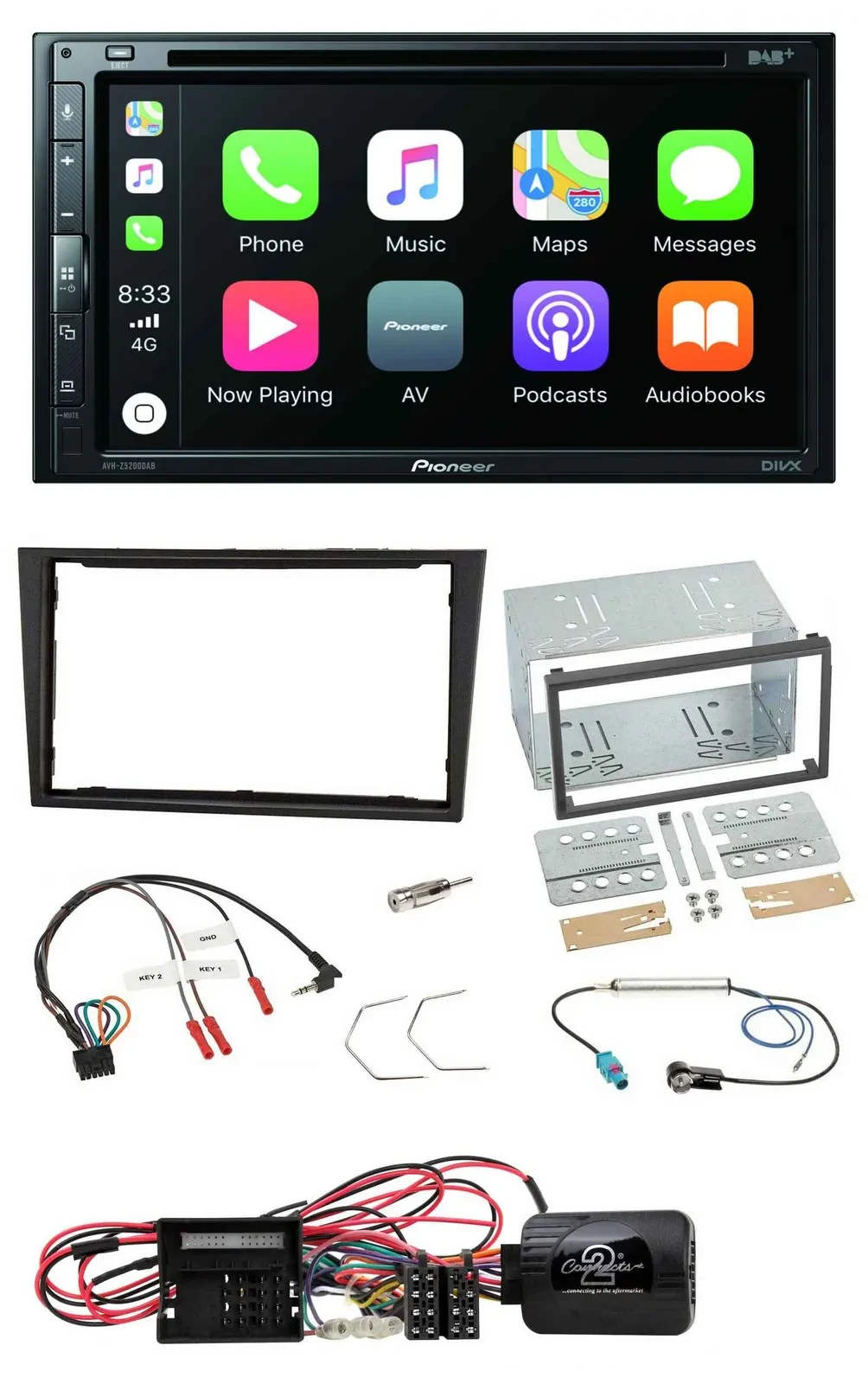 Pioneer DVD 2DIN Lenkrad DAB Bluetooth USB Autoradio für Opel Corsa D stealth sc