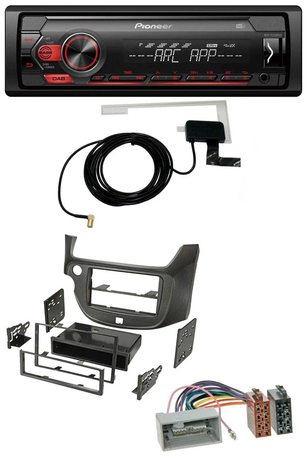 Автомагнитола для Honda Jazz (с 2009) Pioneer 1DIN USB DAB MP3 AUX темно-серая