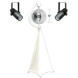 Eliminator EM12 12" Glass Mirror Ball Kit w Stand, Motor, Scrim & Pinspots