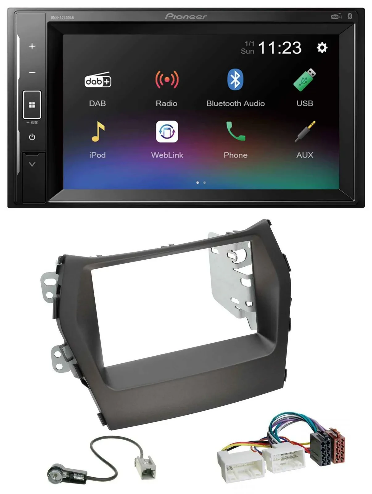 Автомагнитола для Hyundai Santa Fe (с 2012), без навигации Pioneer 2DIN, DAB, MP3, Bluetooth, USB