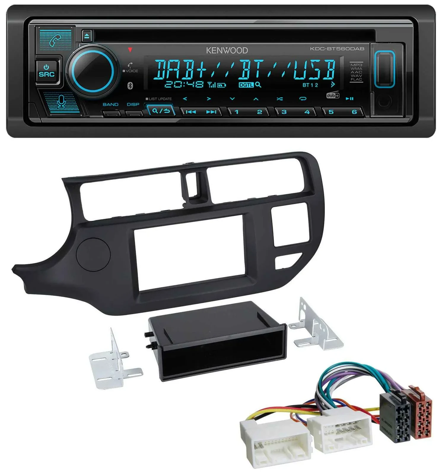 Kenwood Bluetooth DAB CD MP3 USB Autoradio für Kia Rio (UB 2011-2014) schwarz