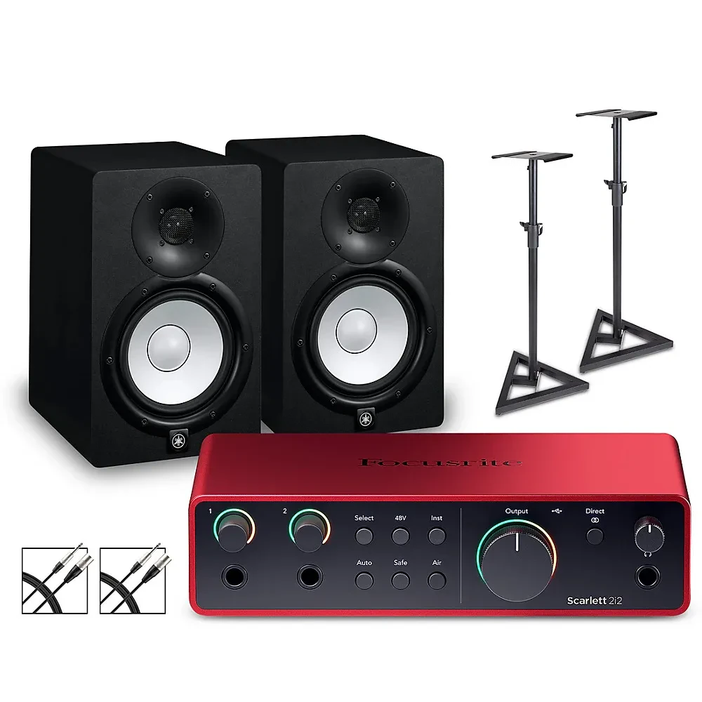 Focusrite Scarlett 2i2 Gen 4 - Yamaha HS Studio Monitors/Stands/Cables HS7