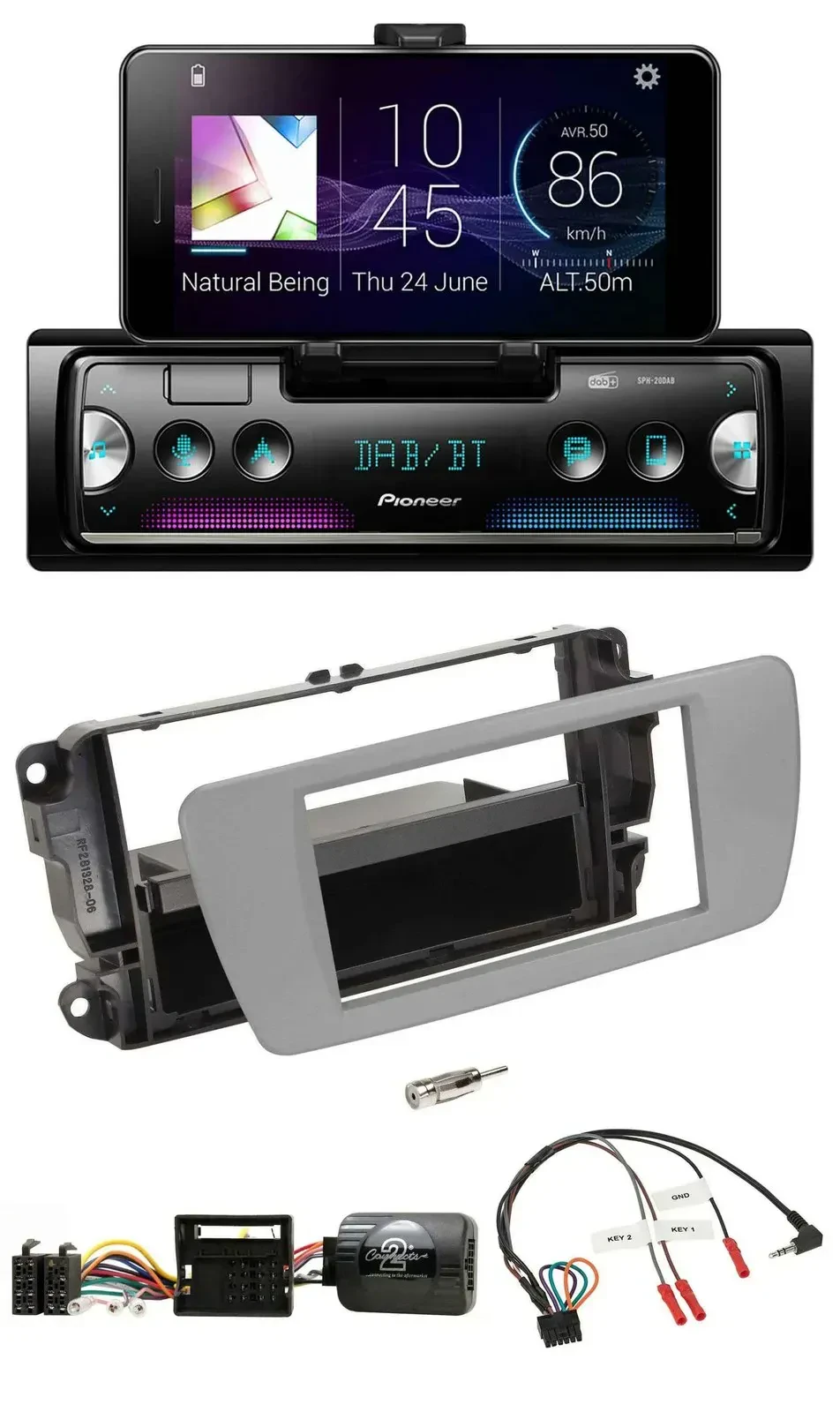 Автомагнитола для Seat Ibiza Pioneer Bluetooth DAB USB серый