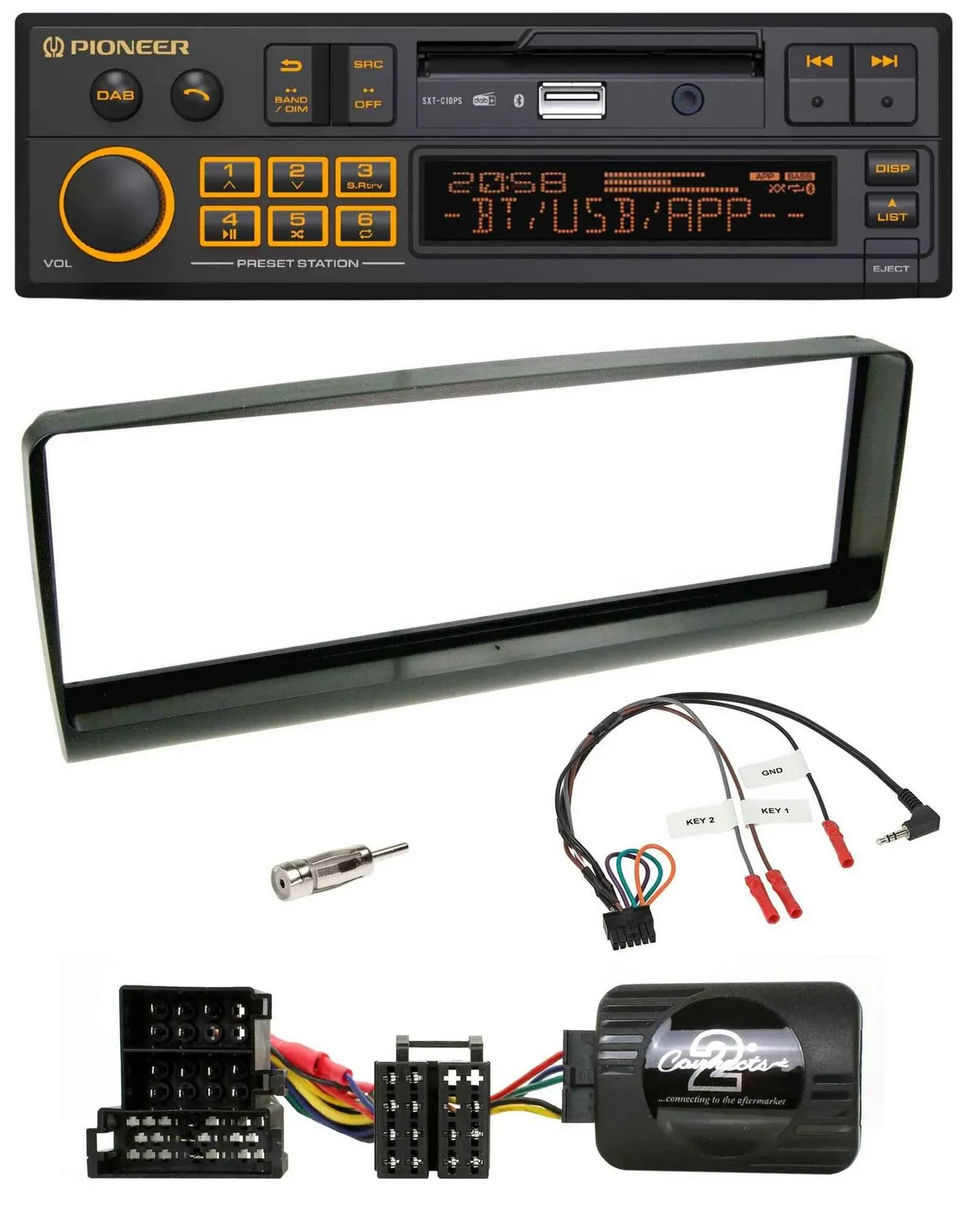 Pioneer DAB Lenkrad USB Bluetooth Autoradio für Alfa Romeo 156 00-01 schwarz