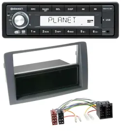 Continental MP3 AUX USB DAB 1DIN Autoradio für Fiat Idea (350, 03-11) - grau