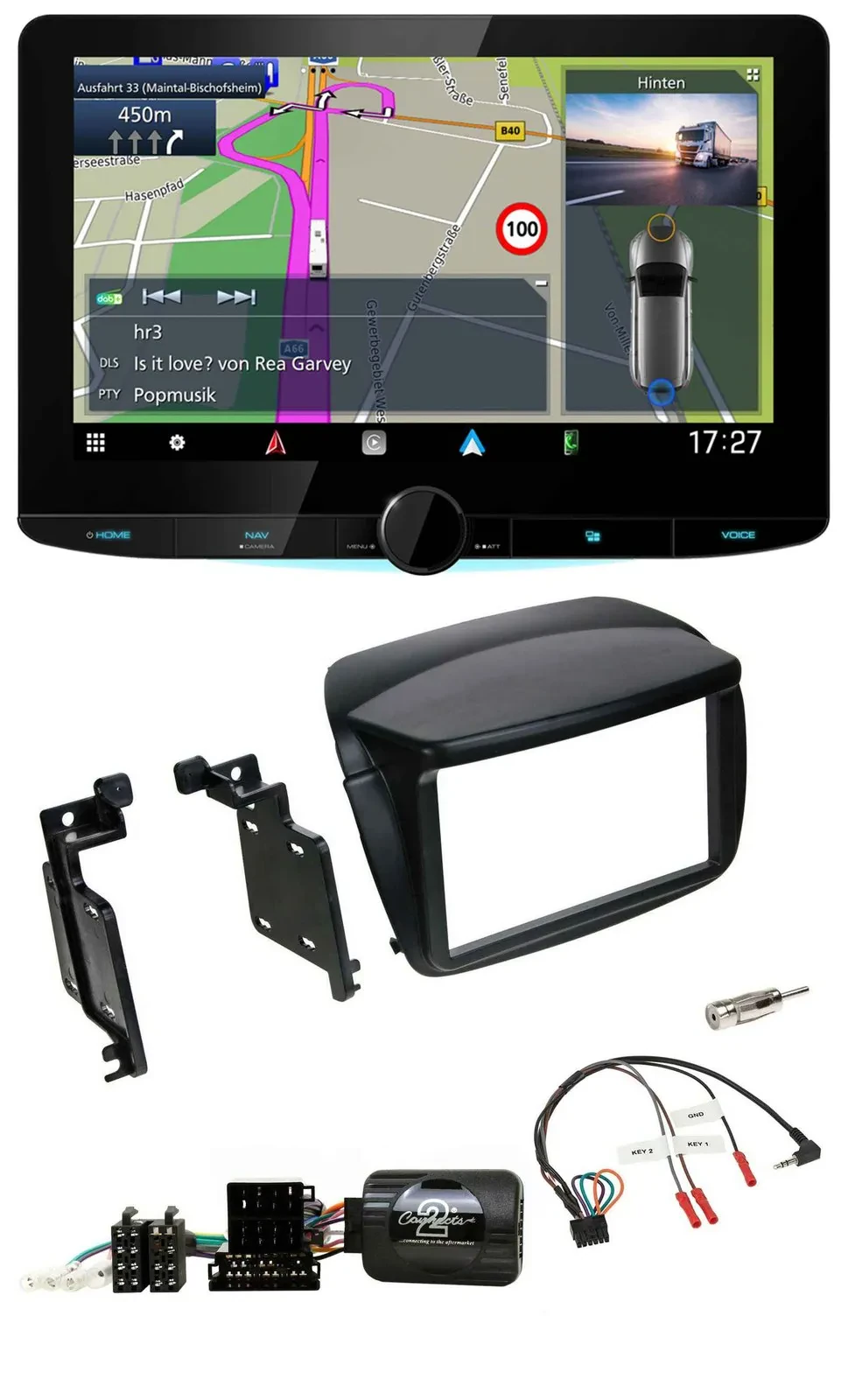 Kenwood Bluetooth DAB TMC 2DIN Lenkrad USB Navigation für Fiat Doblo ab 2010 Ope