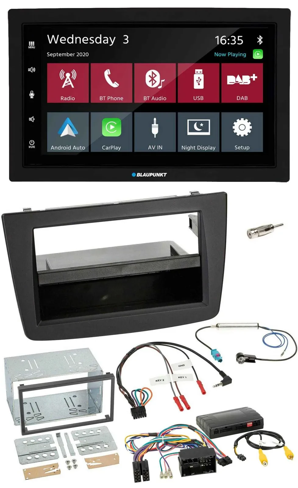 Blaupunkt DAB Bluetooth USB Lenkrad 2DIN Autoradio für Alfa Romeo Mito 14-18 Inf