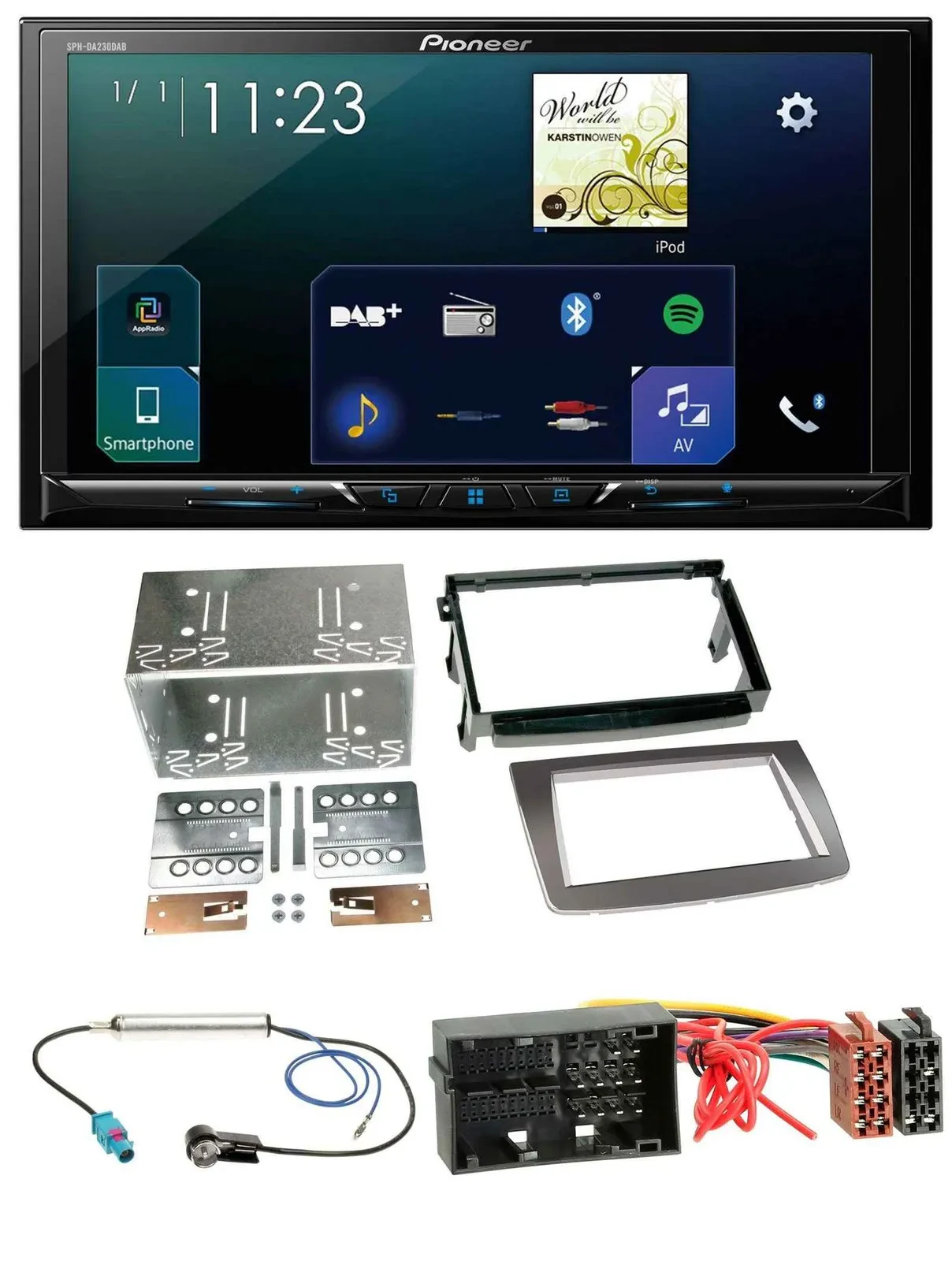 Автомагнитола для Alfa Romeo Mito (с 2014, 955) Pioneer 2DIN, DAB, Bluetooth, USB, MP3, серебристая