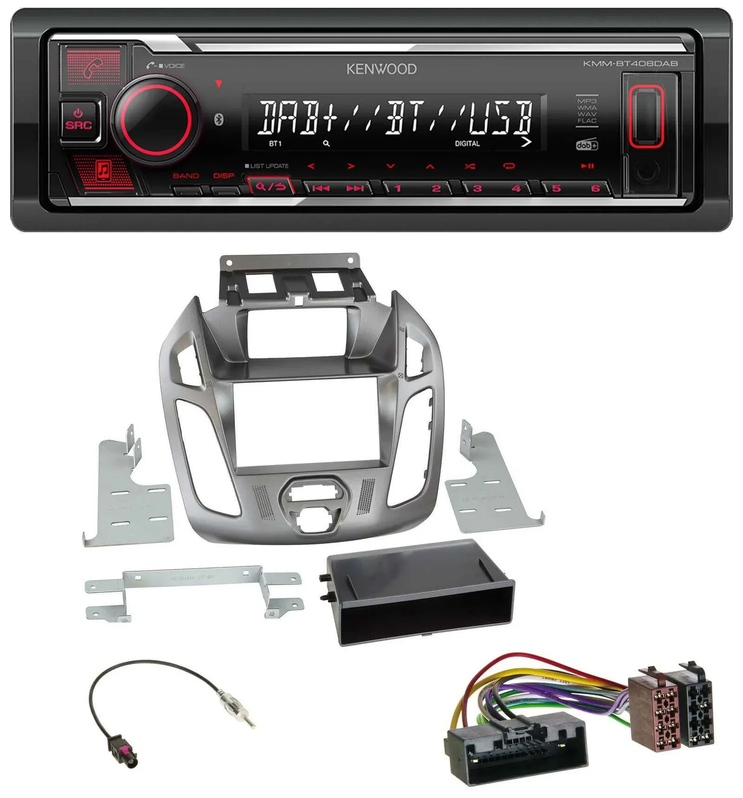 Kenwood MP3 Bluetooth USB DAB Autoradio für Ford Transit Connect mit Display 12-