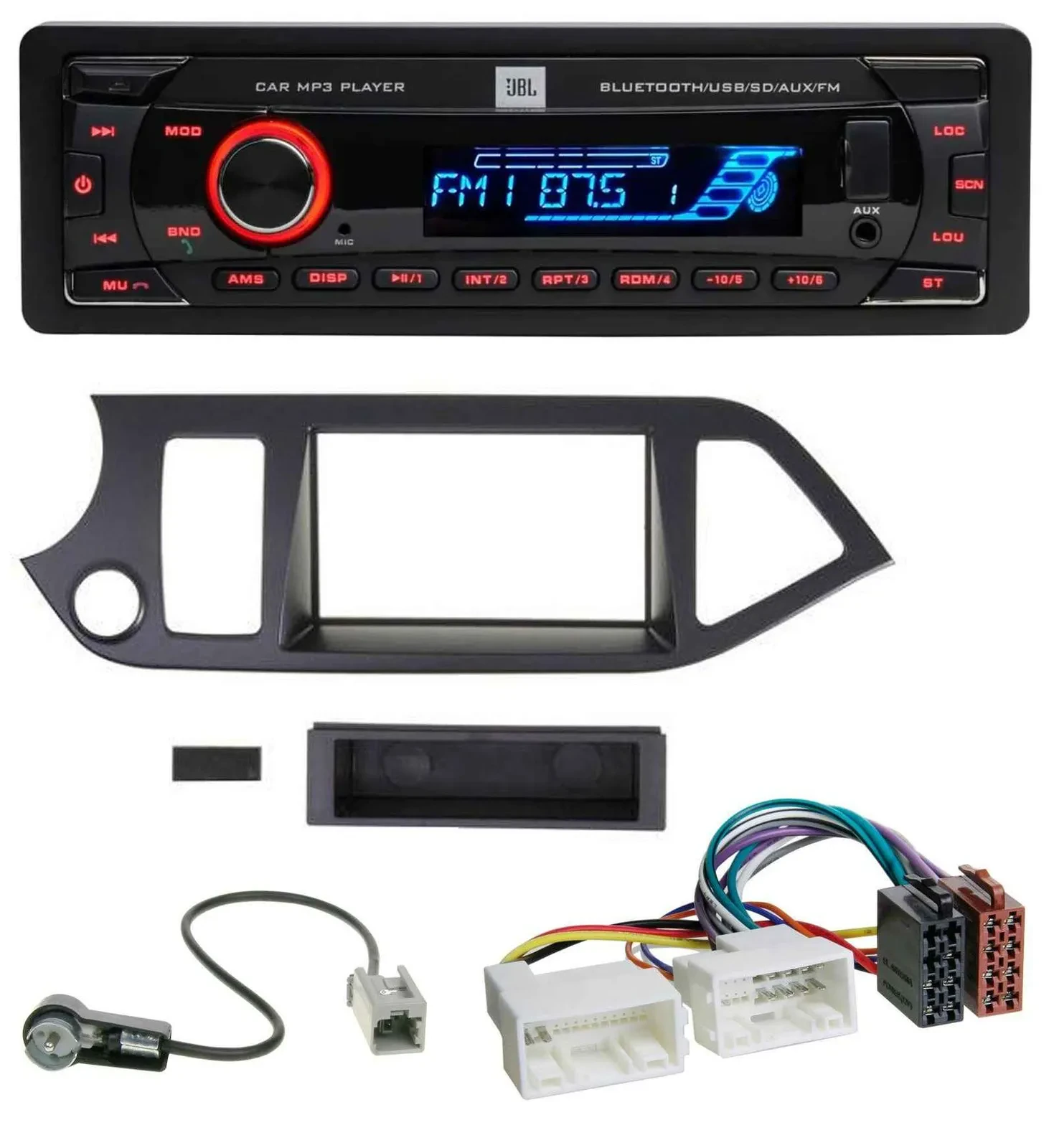 JBL AUX MP3 USB Bluetooth SD Autoradio für Kia Picanto ab 2011 Start-Stop