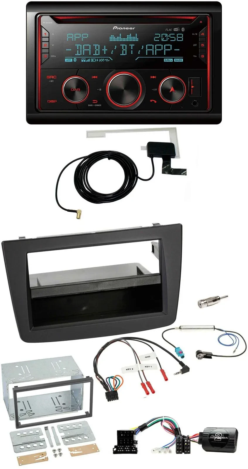 Автомагнитола для Alfa Romeo Mito 2008–2014 Pioneer 2DIN, CD, USB, DAB, Bluetooth, поддержка управления на руле