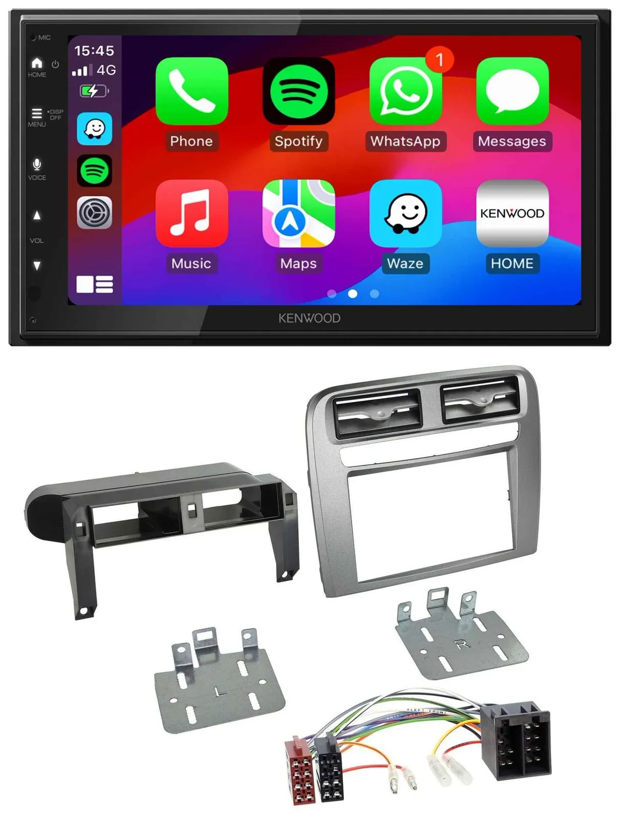 Автомагнитола для Fiat Grande Punto (2005–2009) Kenwood 2DIN, MP3, USB, DAB, Bluetooth, цвет антрацит