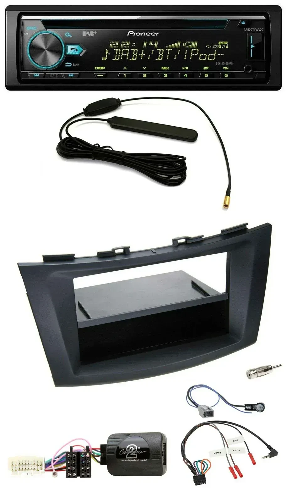 Автомагнитола Pioneer CD/MP3, DAB, USB, поддержка управления с руля, для Suzuki Swift Sport (с 2011), черный