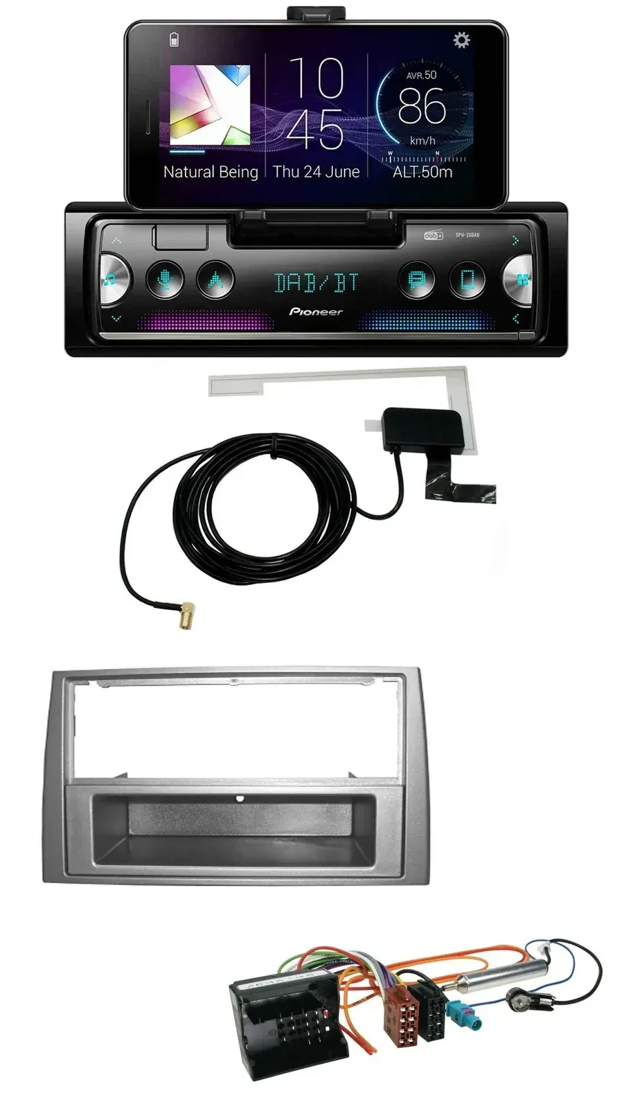 Автомагнитола для Peugeot 308 (2007–2009) Pioneer DAB Bluetooth USB MP3 темно-серебристый