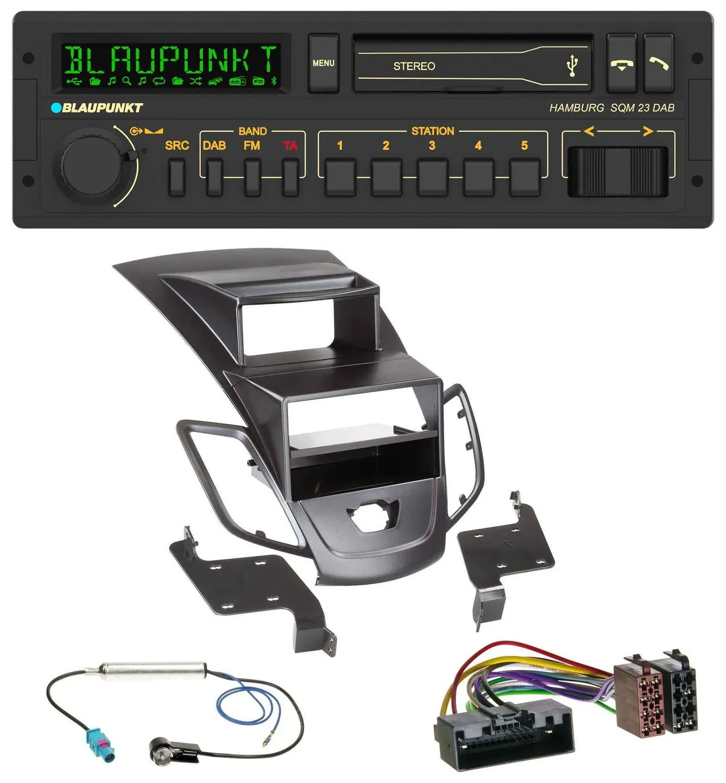 Автомагнитола Blaupunkt для Ford Fiesta (2010–2017) USB, DAB, Bluetooth, MP3, чёрная