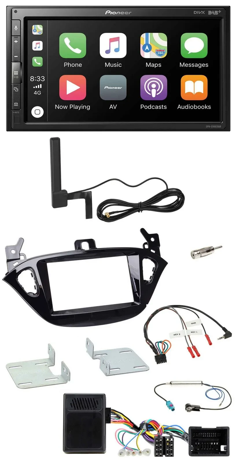 Pioneer USB 2DIN Bluetooth DAB Lenkrad Autoradio für Opel Adam ab 2013 Corsa E