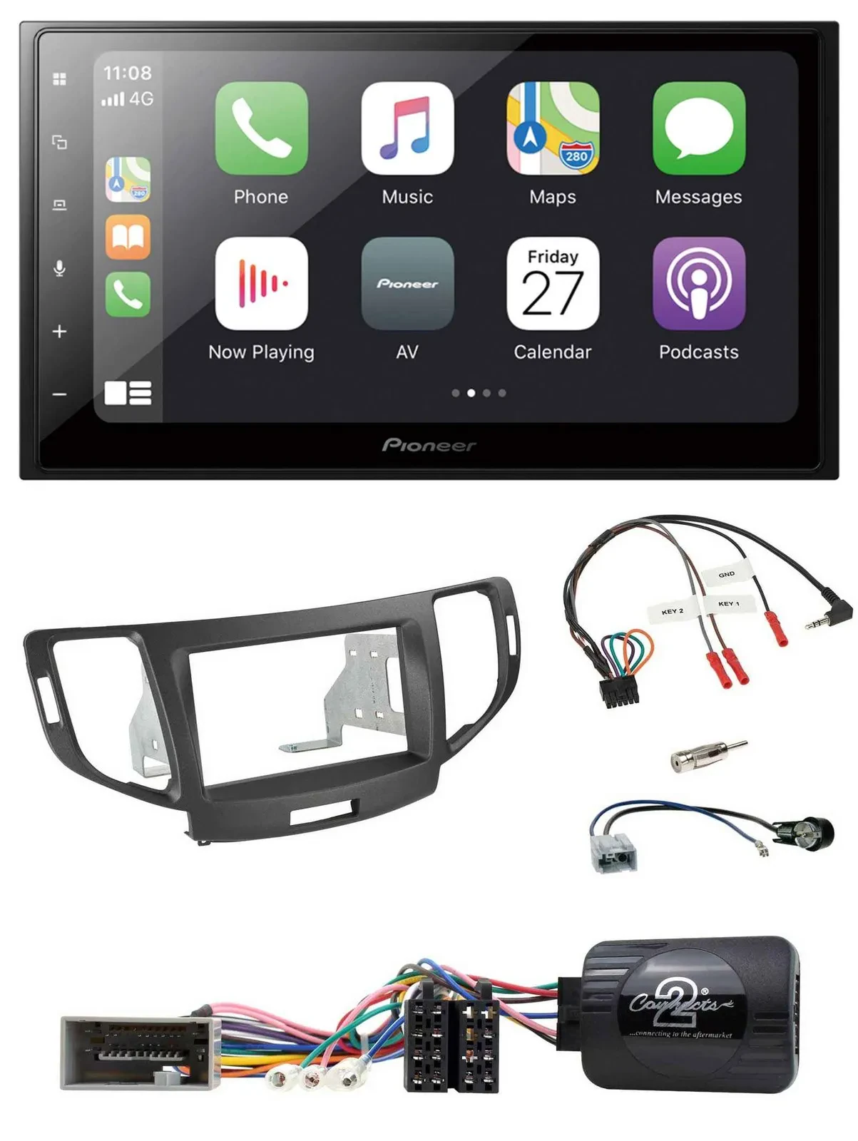 Автомагнитола для Honda Accord 2008–2015 Pioneer 2DIN, Bluetooth, DAB, USB, антрацит