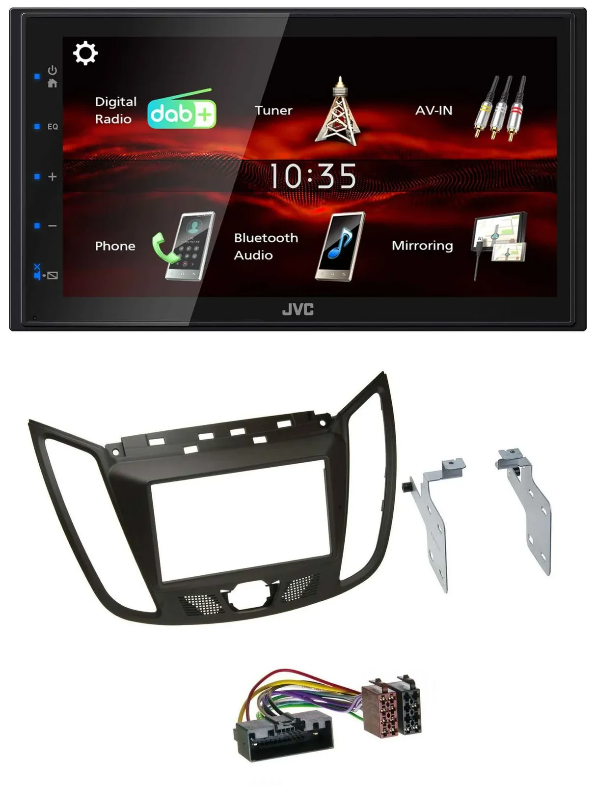 JVC USB Bluetooth MP3 DAB 2DIN Autoradio für Ford C-Max (ab 10) braun