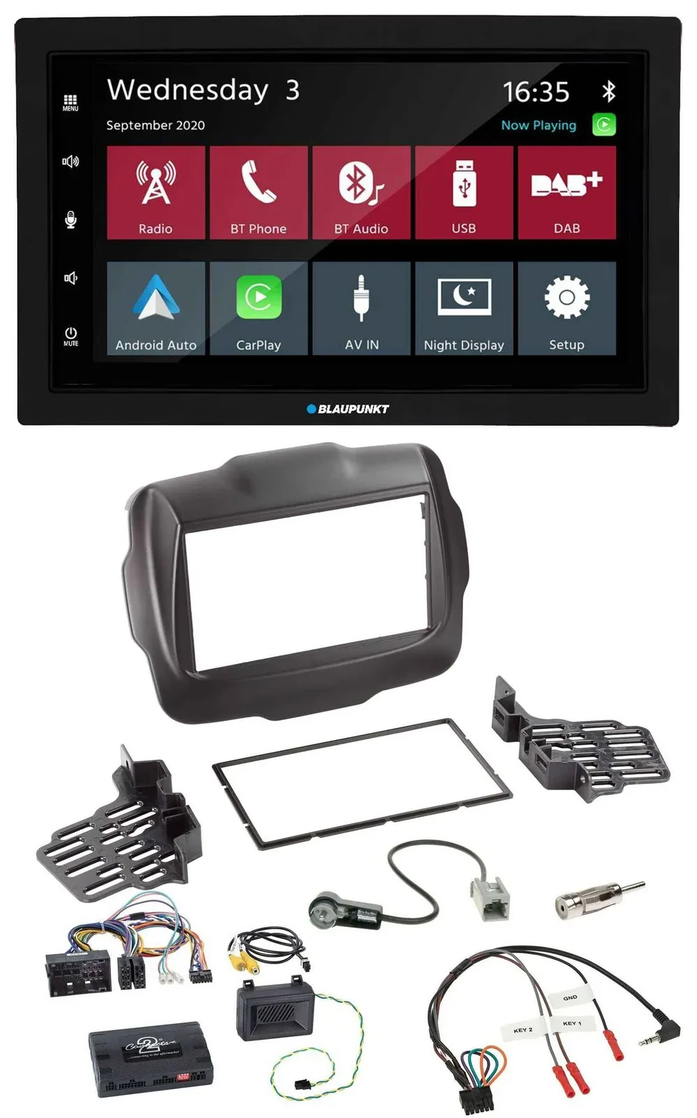 Blaupunkt 2DIN Lenkrad USB Bluetooth DAB Autoradio für Jeep Renegade ab 2015