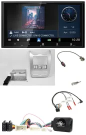 Kenwood Bluetooth 2DIN USB DAB Lenkrad Autoradio für Dacia ab 2012 hellsilber