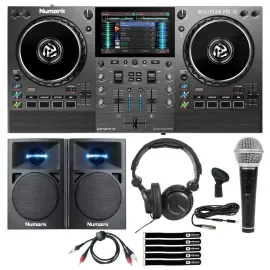 Numark MIXSTREAM PRO GO Battery Powered Streaming DJ Controller w Studio Moni...