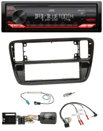 Автомагнитола JVC с Bluetooth, USB, DAB для VW Up (2011–2016), поддержка управления на руле, черный глянец