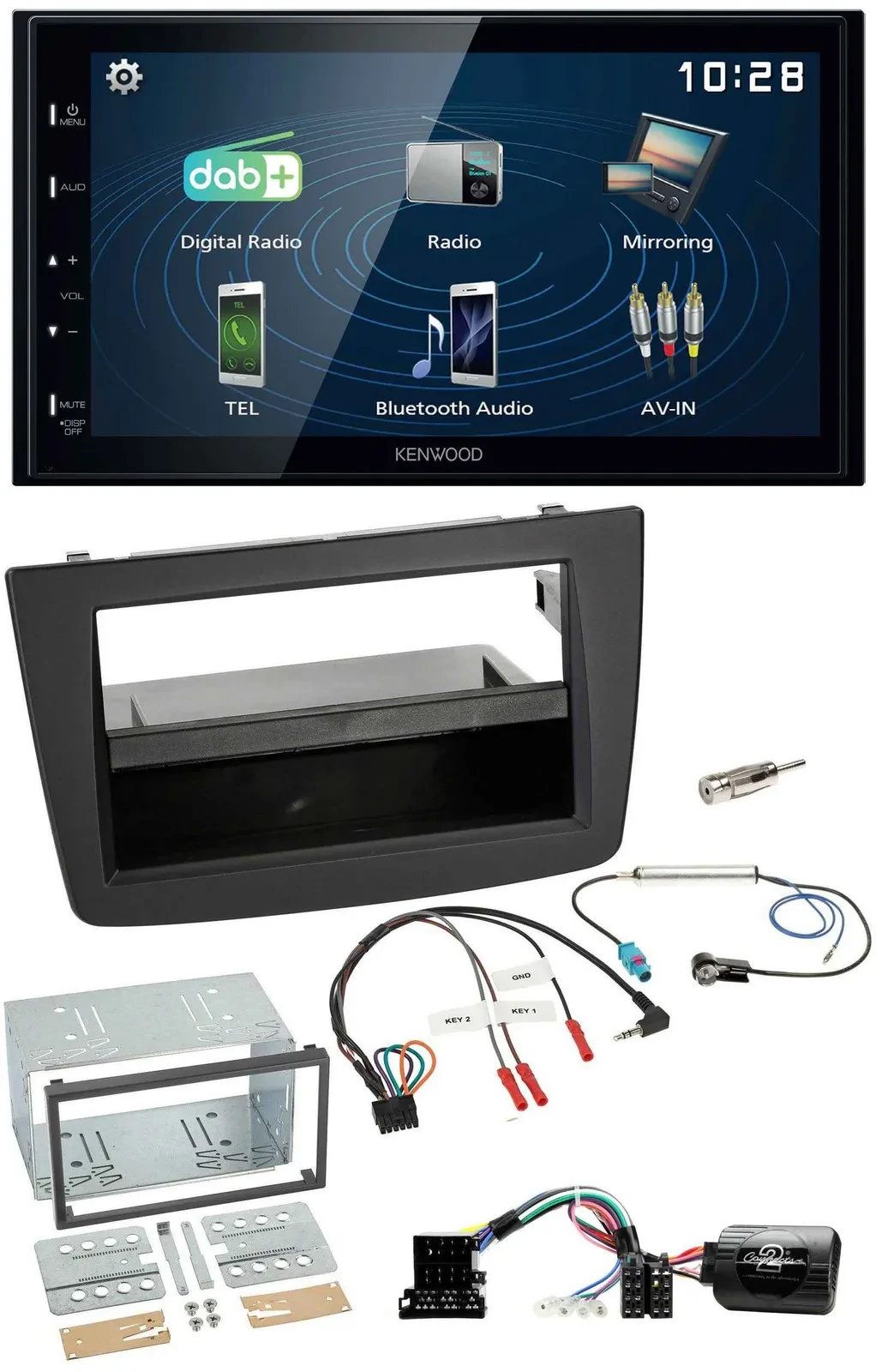 Kenwood 2DIN Bluetooth Lenkrad USB DAB Autoradio für Alfa Romeo Mito 08-14 schwa