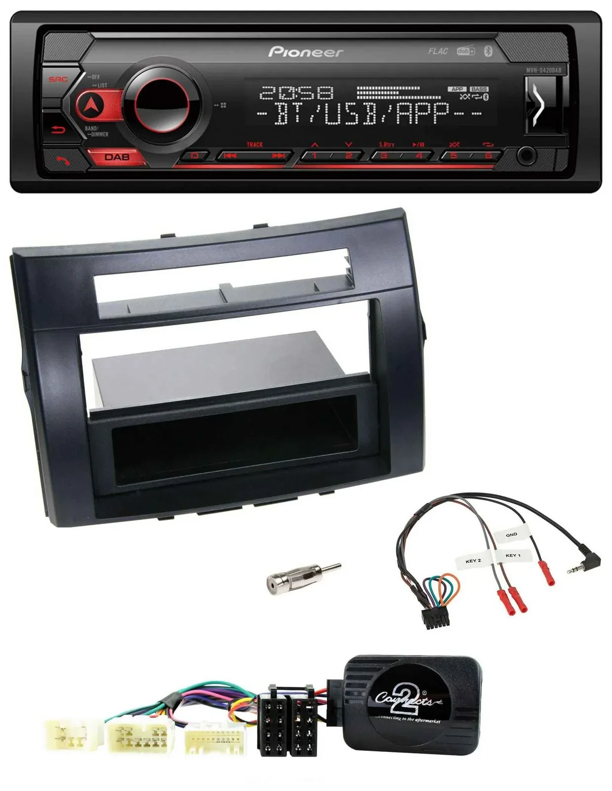Pioneer Lenkrad USB DAB Bluetooth Autoradio für Toyota Corolla Verso 04-07 schwa