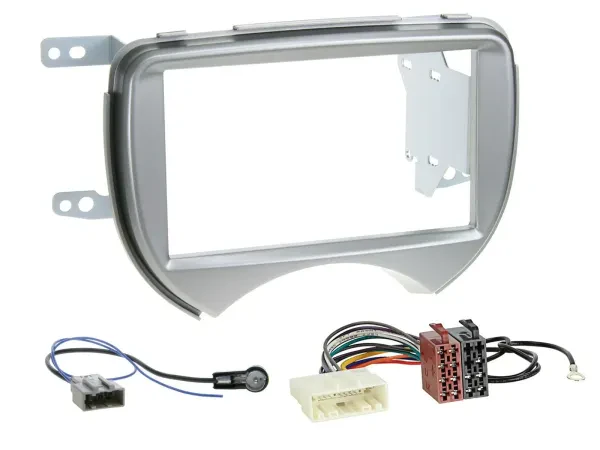 Einbauset Doppel DIN Autoradio für Nissan Micra 2010-2013 silber