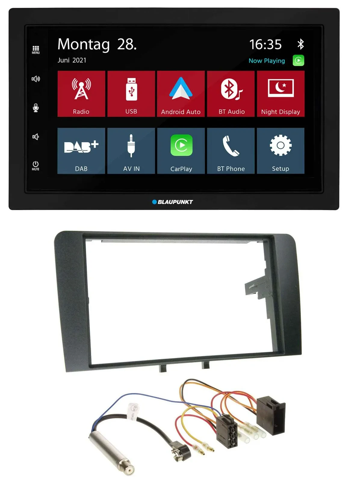 Автомагнитола Blaupunkt 2DIN, MP3, Bluetooth, DAB, USB для Audi A3 8P (2003–2006), ISO