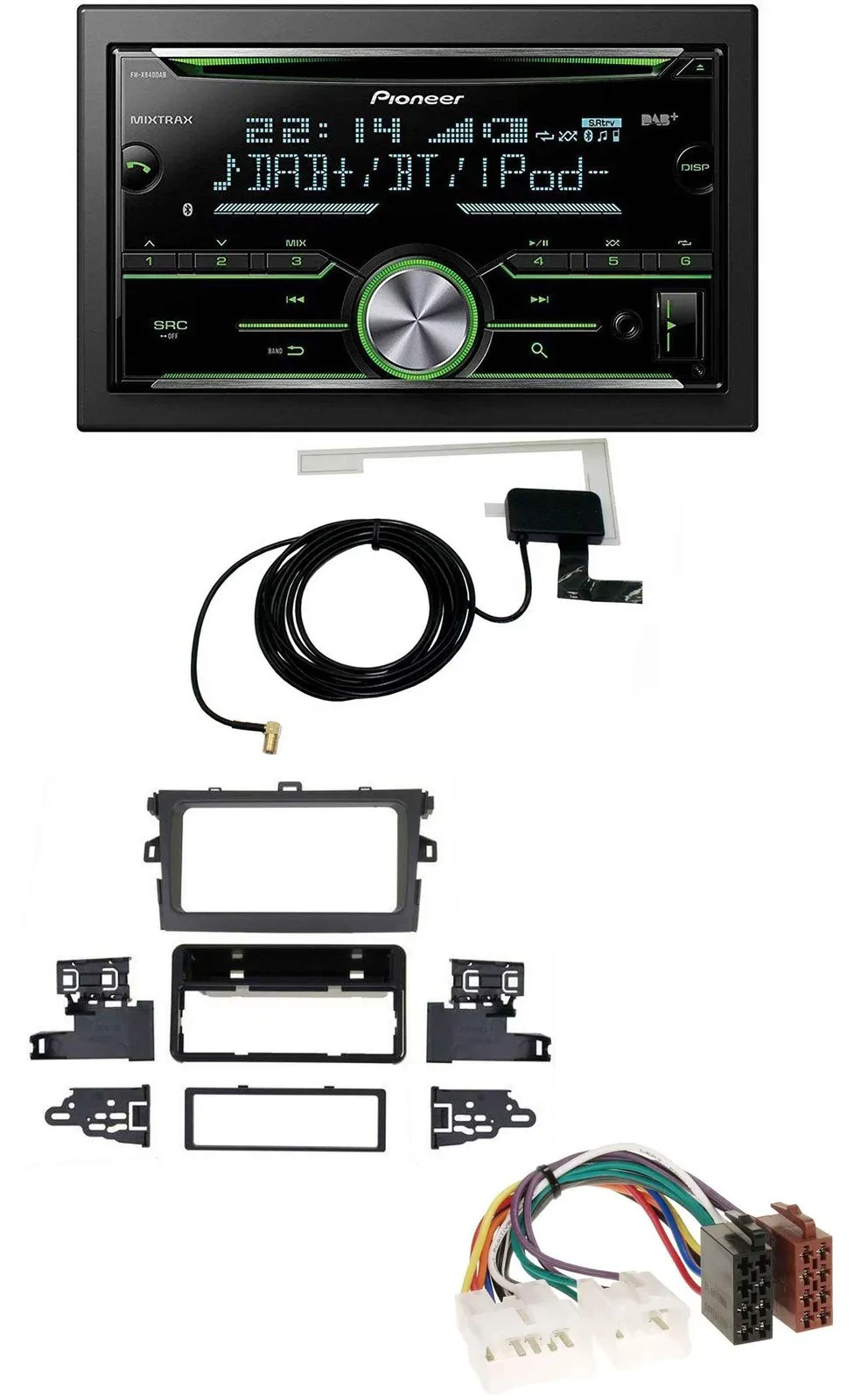 Автомагнитола для Toyota Corolla 2009–2013 Pioneer 2DIN, CD/USB/MP3, Bluetooth, DAB, серебристая