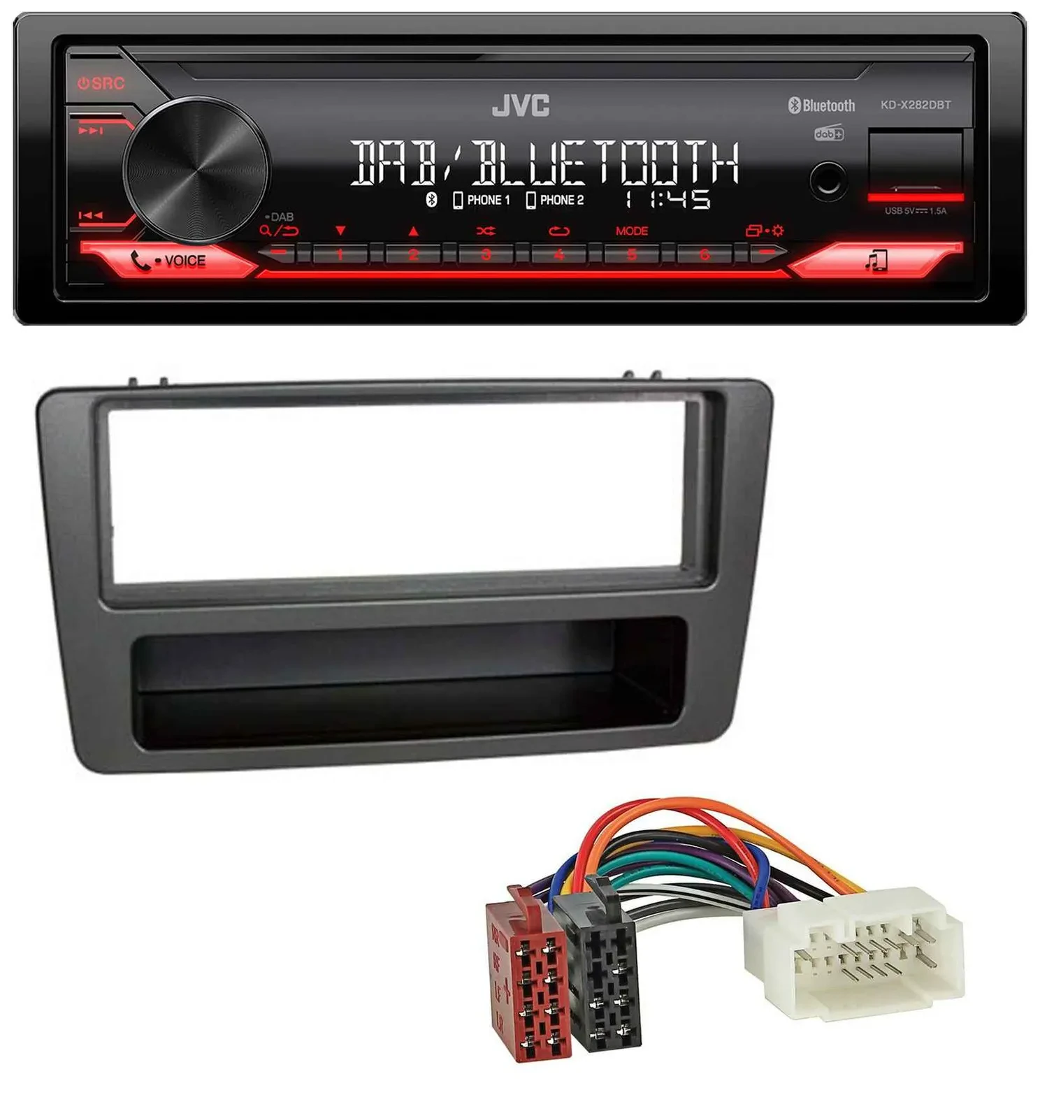 JVC Bluetooth USB DAB MP3 Autoradio für Honda Civic 01-03 man. Klima anthrazit