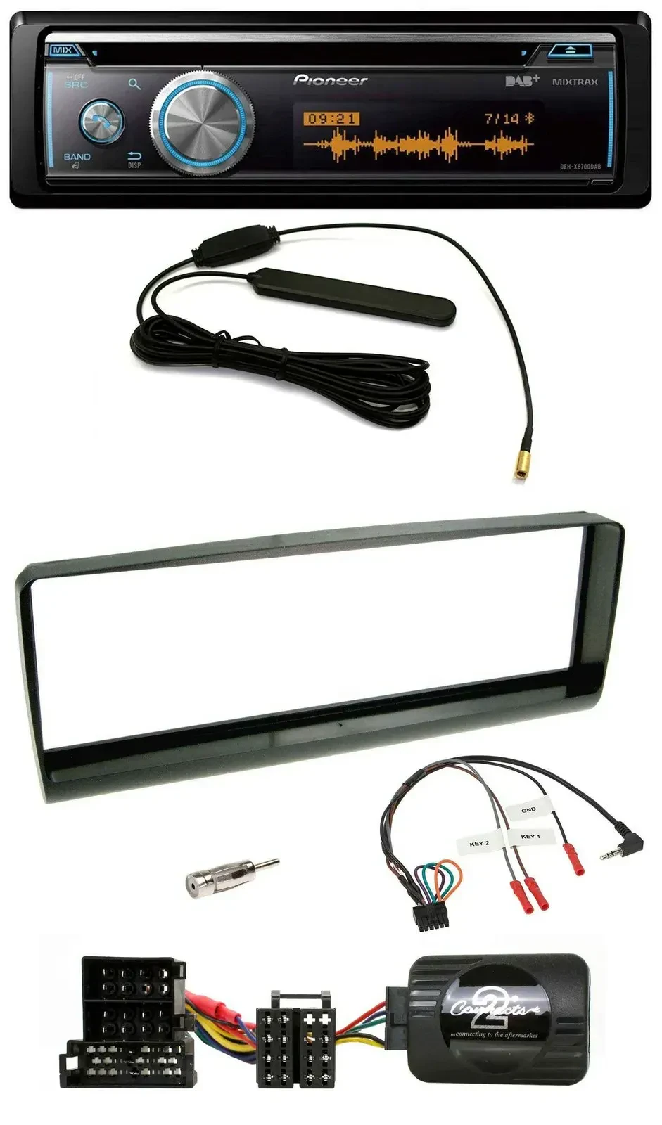 Автомагнитола Pioneer CD, USB, Bluetooth, DAB, для Alfa Romeo 156 (2000–2001), черный, поддержка кнопок на руле