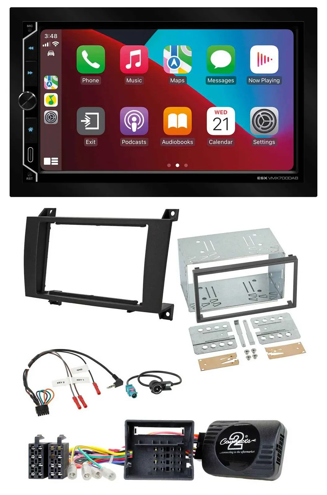 ESX 2DIN DAB USB Lenkrad Bluetooth Autoradio für Mercedes SLK 08-11 R171