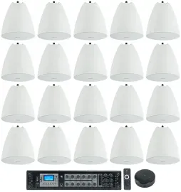 Rockville RCS650-6 6-Zone Commercial Amp+Wifi Receivers+(20) Pendant Speakers