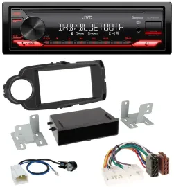 Автомагнитола для Toyota Yaris (2011–2014) JVC Bluetooth, USB, DAB, MP3 черная